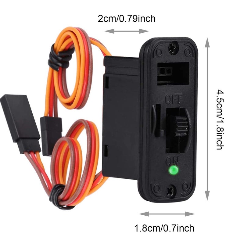 DKARDU RC Switch, 2pcs JR Heavy Duty RC Switch Connector JR Style On Off Connector Accessory for Receiver Servo, with LED Green - Image 4